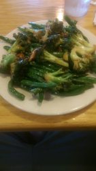 A plate of veggies at a buffet in a town resupply