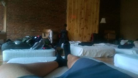 Alan rests at an Appalachian Train hostel