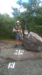 Alan crosses the New York and New Jersey line on the Appalachian Trail