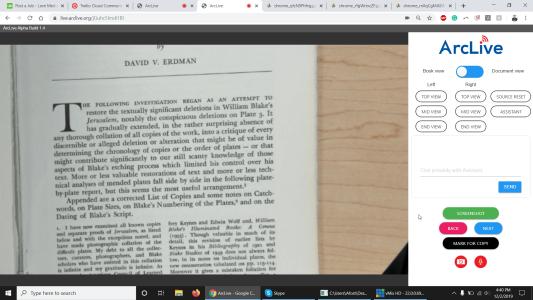 A picture of the ArcLive user interface, designed for single pages to zoom in close