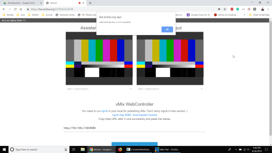 The ArcLive web controller system that utilizes the vMix web software for multi-view references of the camera.