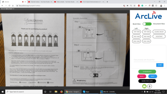 A picture of the ArcLive user interface, designed for two book pages side-by-side.