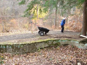 After the RAP (recycled asphalt) was placed, graders were used to smooth the path.
