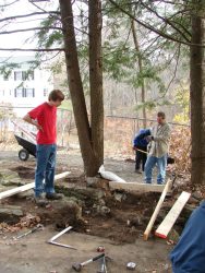Alan oversees the installation of the guidestones used to level the replacement bridge.