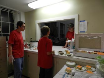 Scout volunteers from Troop 21 of Hudson, NH operated the spaghetti supper to fund Alan Foster's eagle scout project.