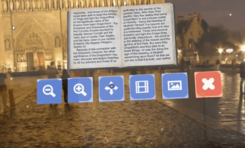 LoreBooks was a 3D virtual reader application designed for smartglasses and created on the HoloLens. Its design was inspired by the interactive books from the videogame series The Elder Scrolls.