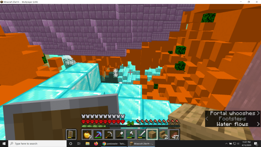 A dimension from the Minecraft Infinity Snapshot, an April 1 joke version of Minecraft that produced randomly generated dimensions.