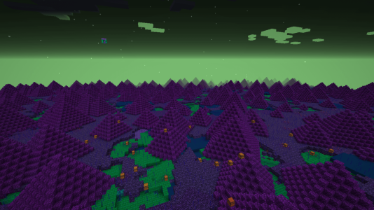 A dimension from the Minecraft Infinity Snapshot, an April 1 joke version of Minecraft that produced randomly generated dimensions.