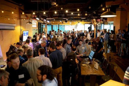 An event held by the Venture Cafe at the Cambridge Innovation Center, north of Boston.